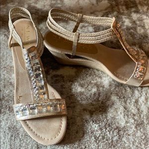 Nude jeweled wedges size 8 new